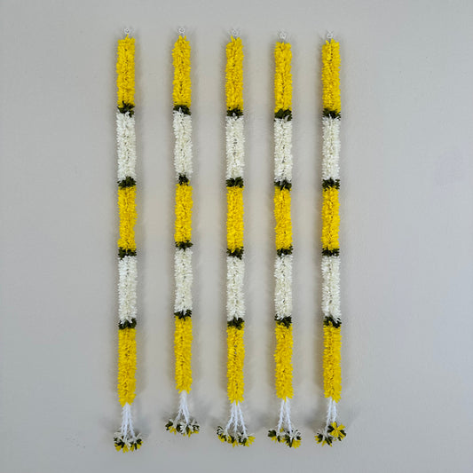 3.5Ft Yellow-White Fabric Garland (1Pc)