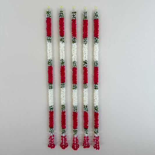 5Ft Red-White Fabric Garland (1Pc)